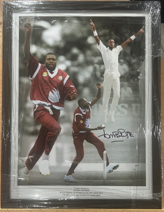 Curtly Ambrose Signed Cricket Photo Framed