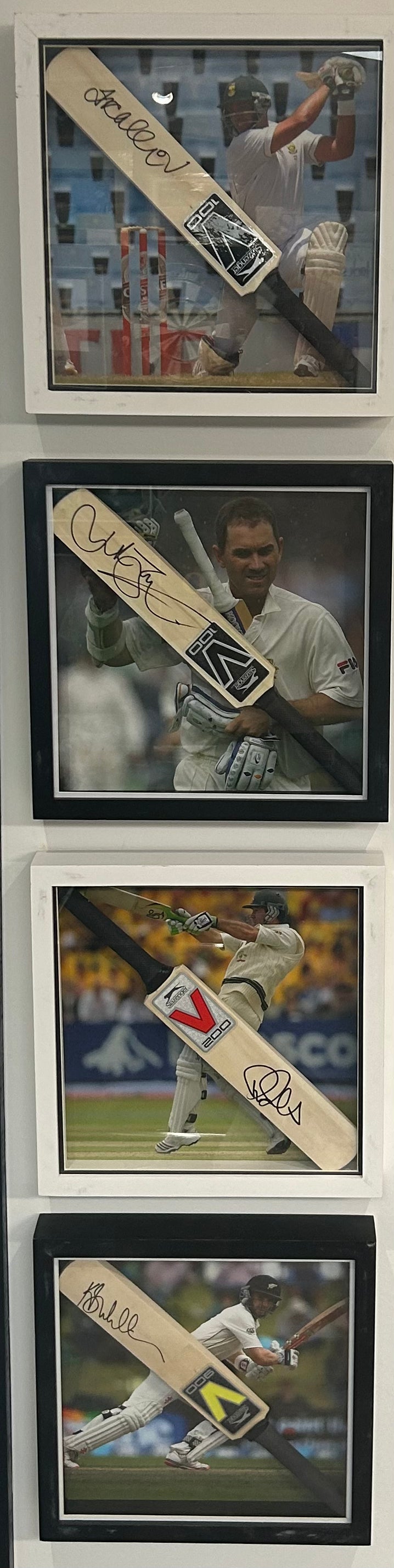 4 x Mini Cricket Pictures Framed - Kallis, Langer, Ponting, Williamson.