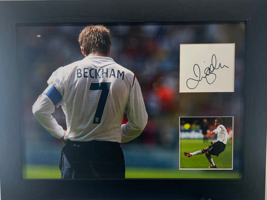 David Beckham Signed White Card Framed