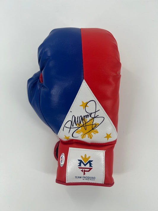 Manny Pacquiao signed 'Team Pacquiao' Red/Blue Boxing glove