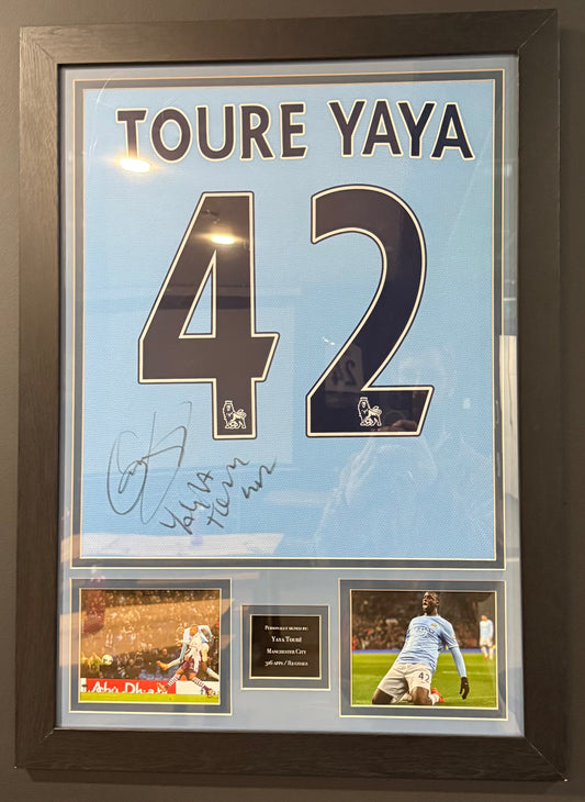 Yaya Touré Signed Manchester City Shirt Framed