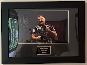 Set of 7 Signed Darts Photos Framed - Clayton, Smith, van Gerwen, Price, Wade, Anderson & Littler