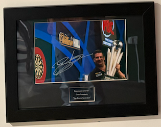 Set of 7 Signed Darts Photos Framed - Clayton, Smith, van Gerwen, Price, Wade, Anderson & Littler