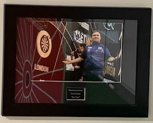 Set of 7 Signed Darts Photos Framed - Clayton, Smith, van Gerwen, Price, Wade, Anderson & Littler