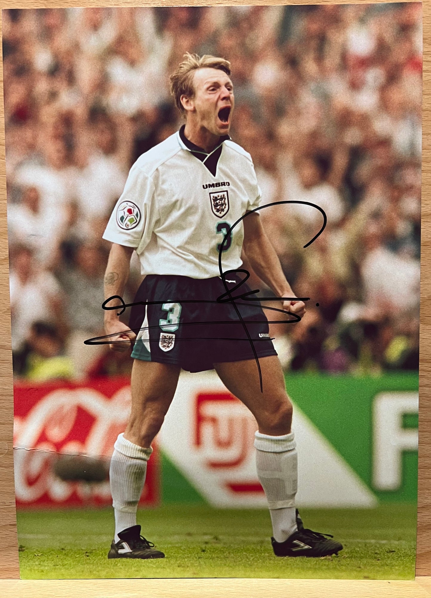 Stuart Pearce Signed England 1996 Photo